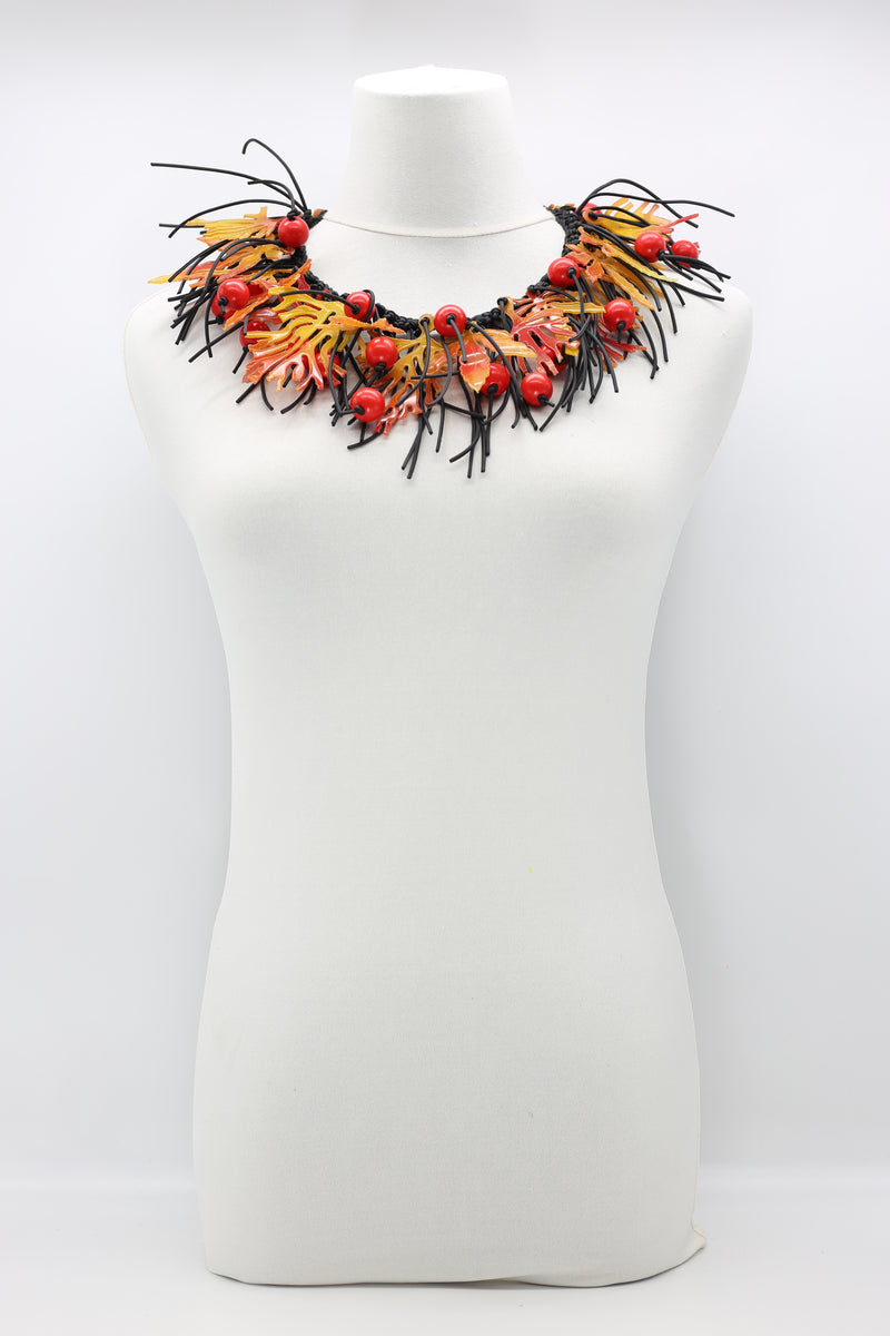 Autumn Leaf with Red Berry Necklace - Jianhui London