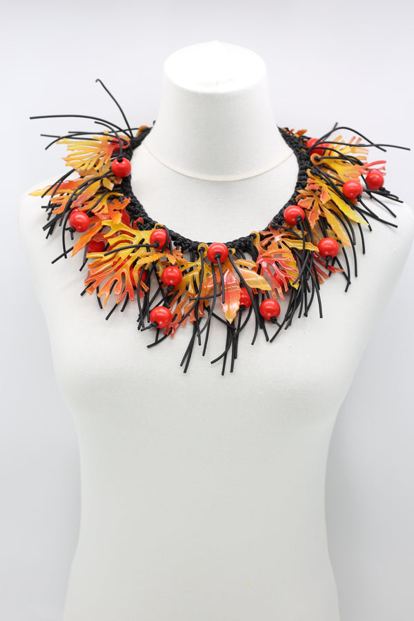 Autumn Leaf with Red Berry Necklace - Jianhui London