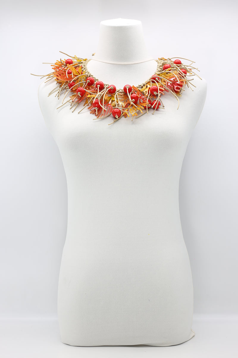 Autumn Leaf with Red Berry Necklace - Jianhui London