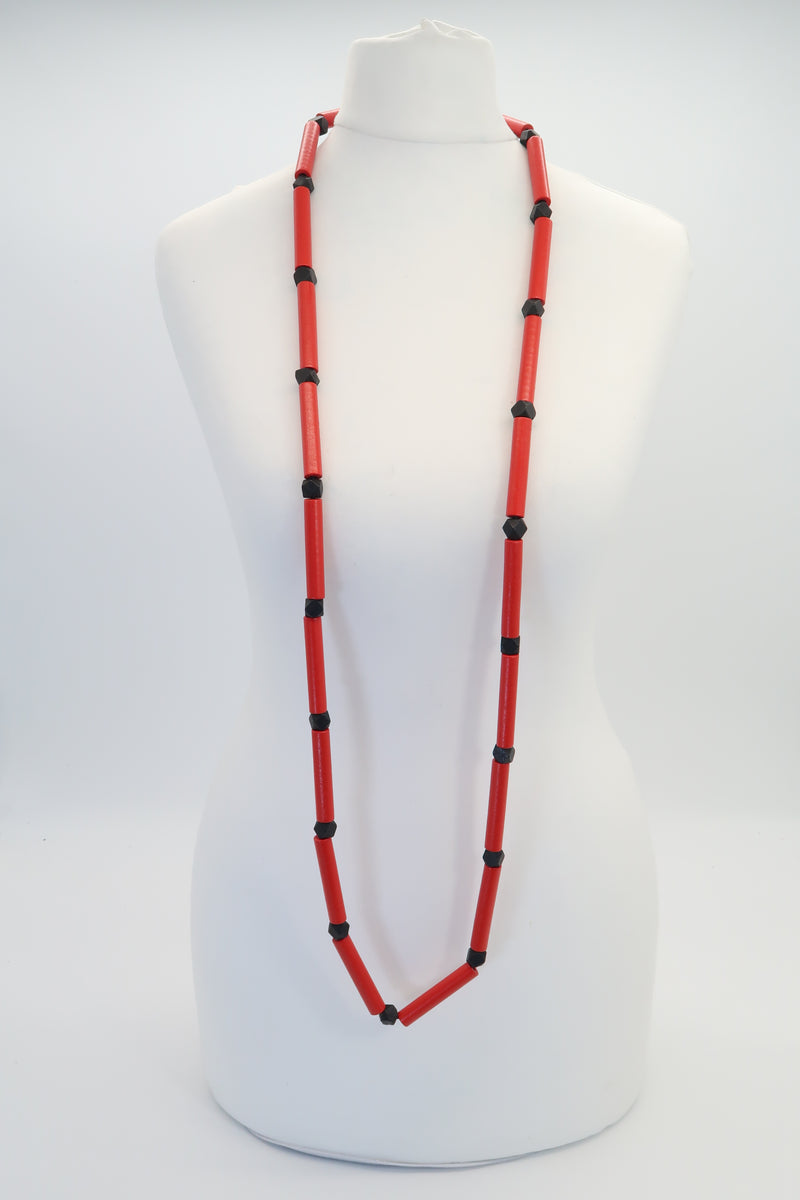 3 Strand Recycled Wooden Tube Necklace
