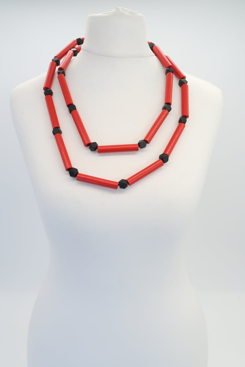 3 Strand Recycled Wooden Tube Necklace