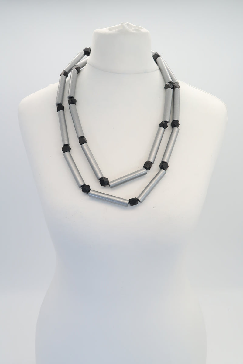 3 Strand Recycled Wooden Tube Necklace