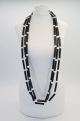 3 Strand Recycled Wooden Tube Necklace
