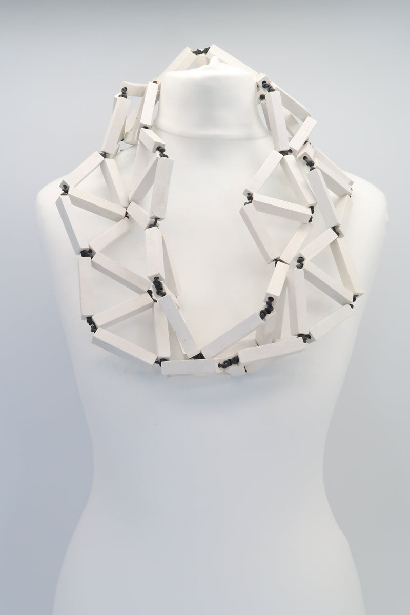 Recycled Wooden column Triangular Necklaces