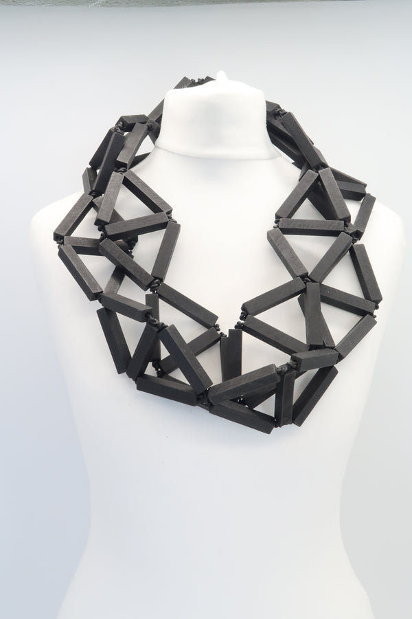 Recycled Wooden column Triangular Necklaces