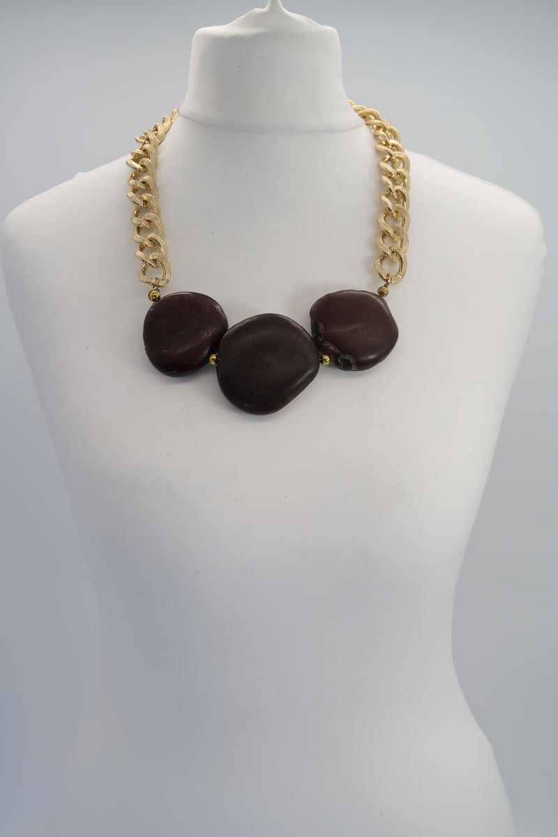 Fruit Stone With Vintage Gold Metal Chain Necklace