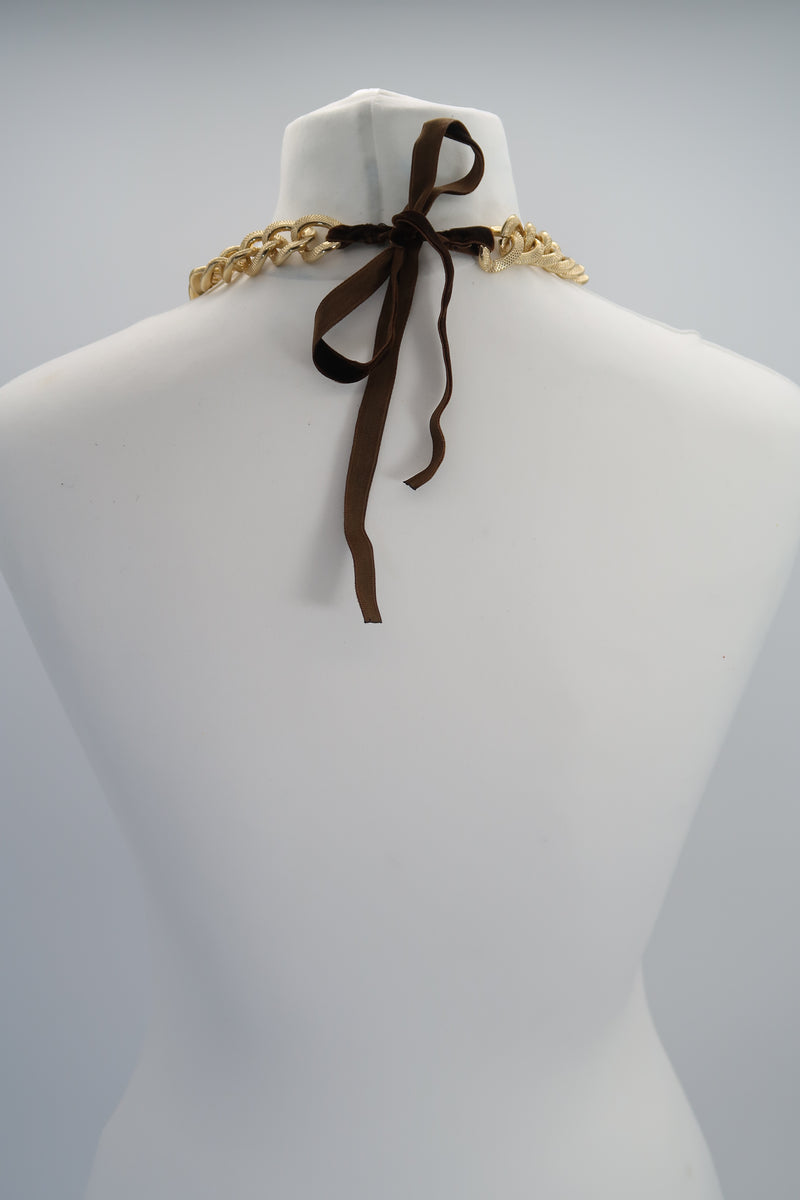 Fruit Stone With Vintage Gold Metal Chain Necklace