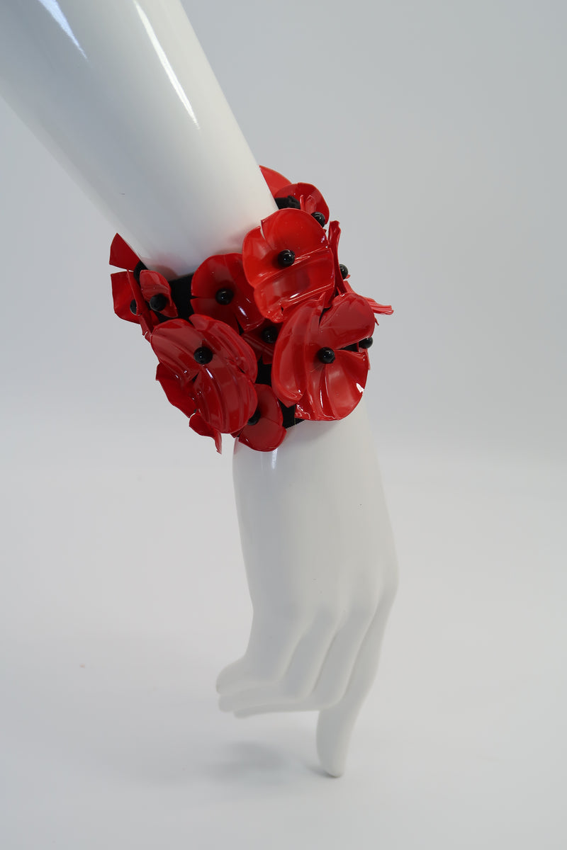 Recycled Plastic Bottles Poppy With Elastic Band Bracelet