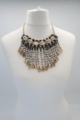 Hand-woven Sea Shells with tiny glass beads Necklace