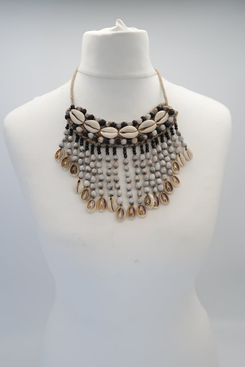 Hand-woven Sea Shells with tiny glass beads Necklace