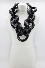 Hand painted gold recycled wooden ring chain necklace - Jianhui London
