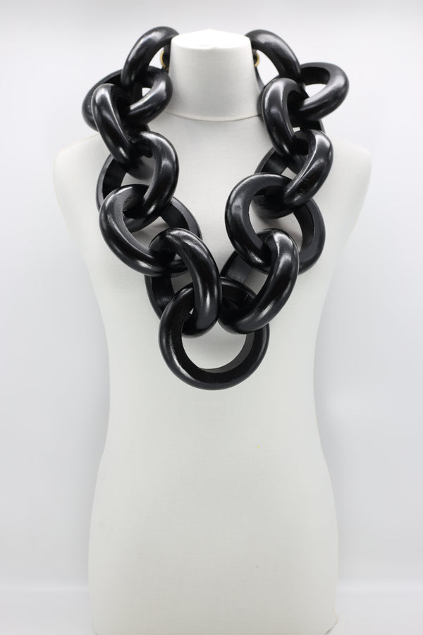 Hand painted gold recycled wooden ring chain necklace - Jianhui London
