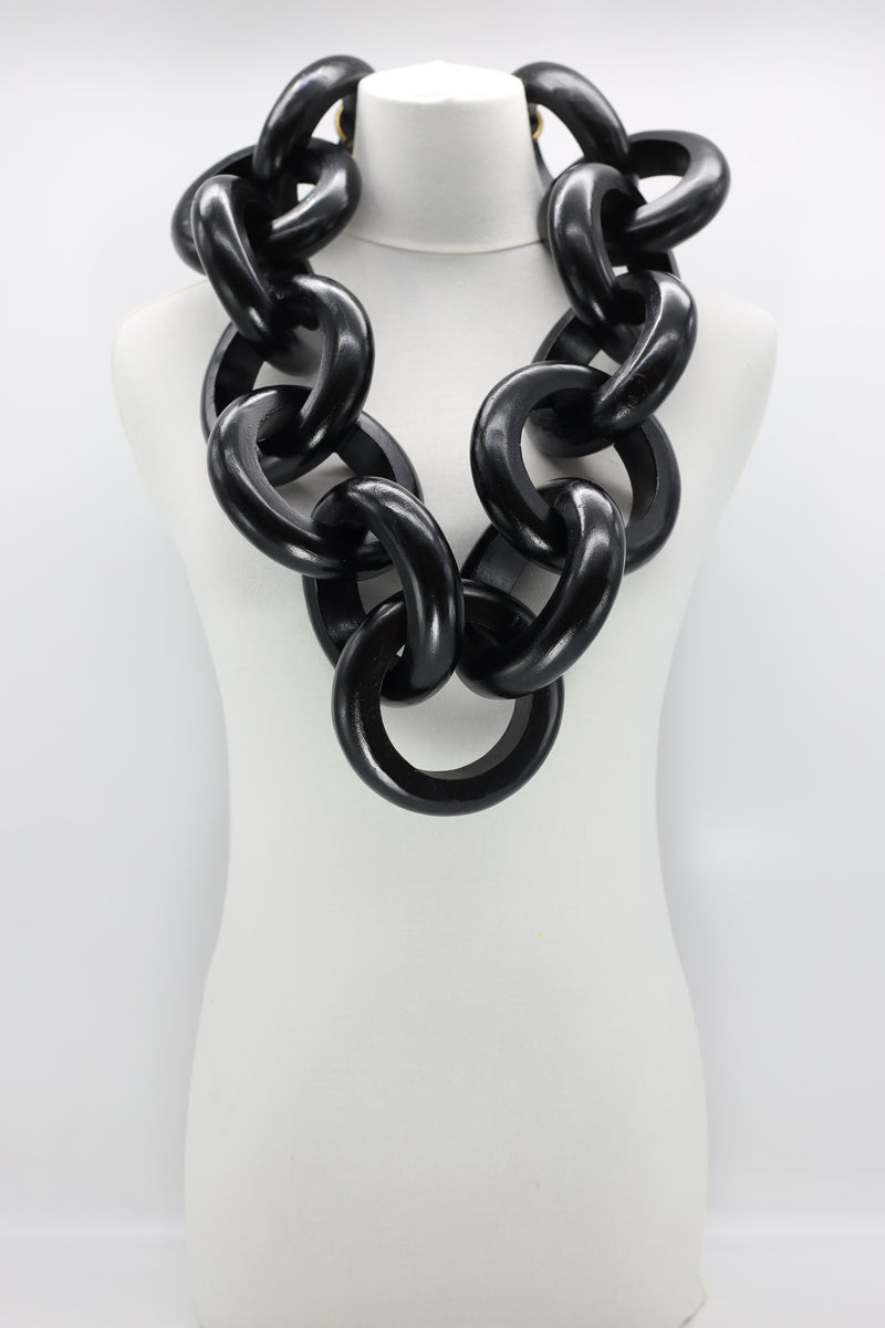 Hand painted gold recycled wooden ring chain necklace - Jianhui London