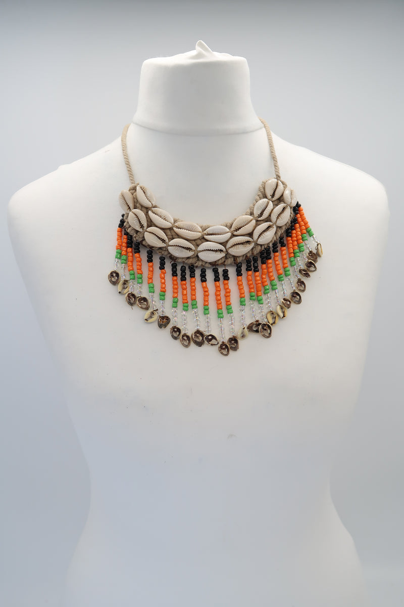 Hand-woven Sea Shells with tiny glass beads Necklace