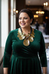 Handmade Coccoloba Leaf Necklace – Recycled Plastic & Wood Statement Jewelry