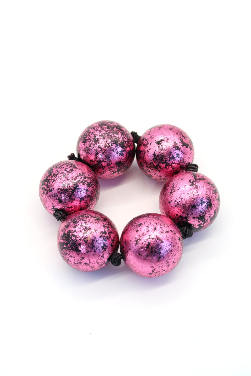 Handmade sustainable Giant Beads Bracelets handmade from recycled wood - Hand gilded/Hand painted