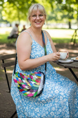 Handmade Recycled Leather Crossbody Bag – Unique Hummingbird Wing Design - Small