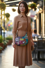 Hand Crafted recycled leather with recycled plastic hand bag