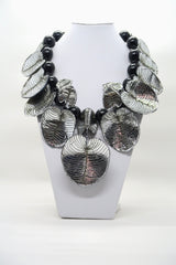 Handmade Coccoloba Leaf Necklace – Recycled Plastic & Wood Statement Jewelry