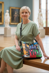 Cross Body Tote Bag with LOVE From Recycled Leather