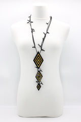Diamond Shape Pendant from Recycled Wood Necklace - Jianhui London