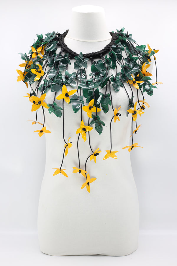Recycled Plastic Bottles Daphne flower fringe necklace - Jianhui London