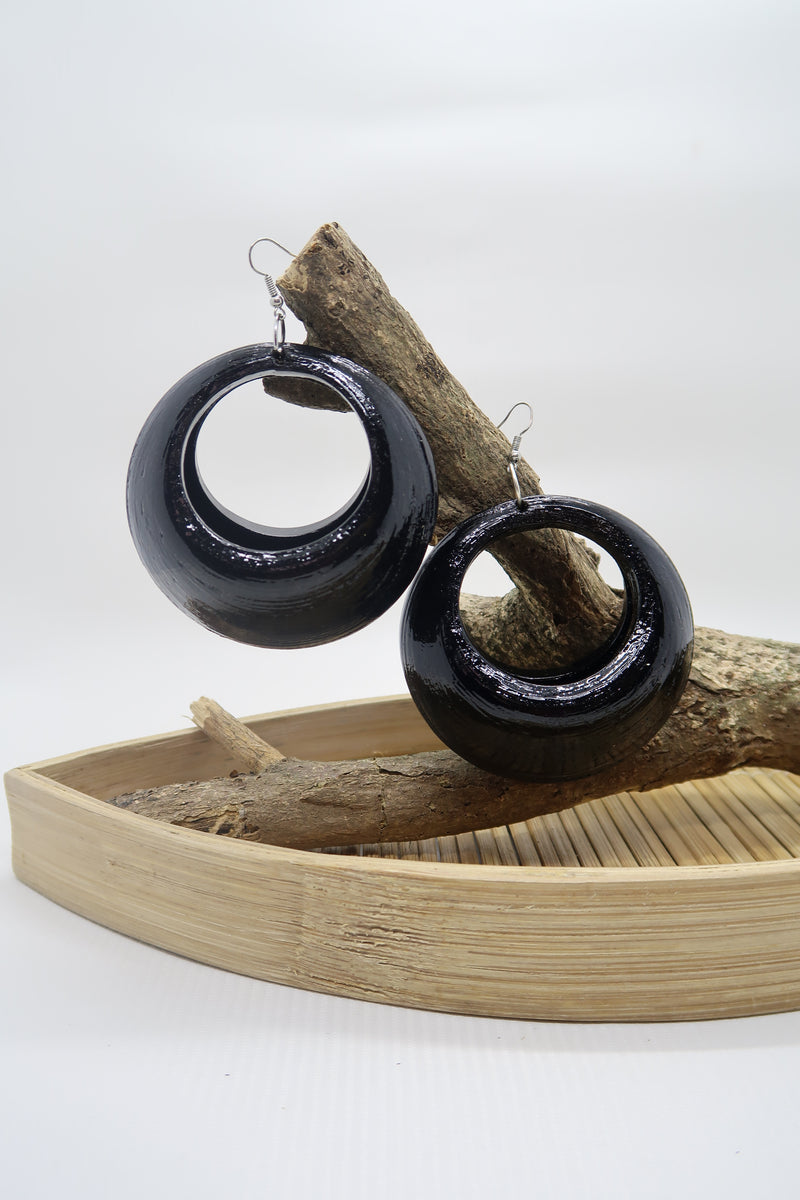 Lunar Curve – Bamboo Crescent Handmade Earrings