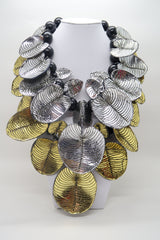 Handmade Coccoloba Leaf Necklace – Recycled Plastic & Wood Statement Jewelry