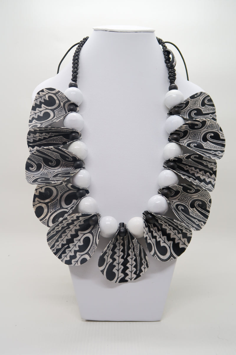 Petals on beads necklace made from recycled textile