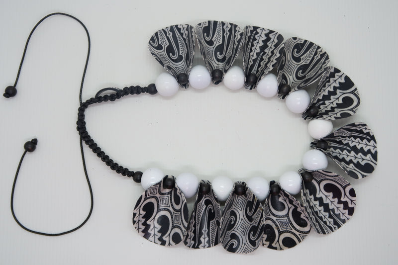 Petals on beads necklace made from recycled textile