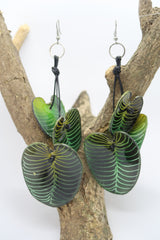 Handmade Coccoloba Leaf earrings – Recycled Plastic & Wood Statement Jewelry