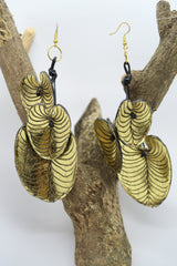 Handmade Coccoloba Leaf earrings – Recycled Plastic & Wood Statement Jewelry