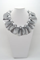 Petals on beads necklace made from recycled textile
