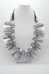 Petals on beads necklace made from recycled textile