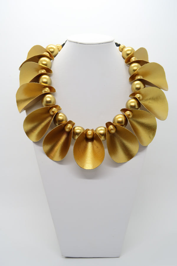 Petals on beads necklace made from recycled textile