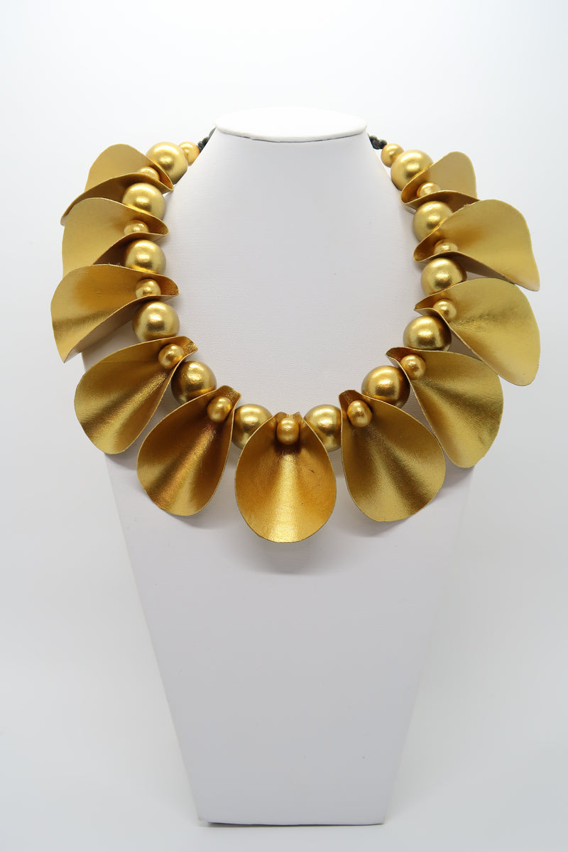 Petals on beads necklace made from recycled textile