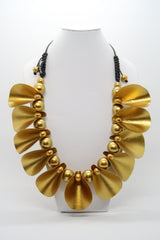 Petals on beads necklace made from recycled textile