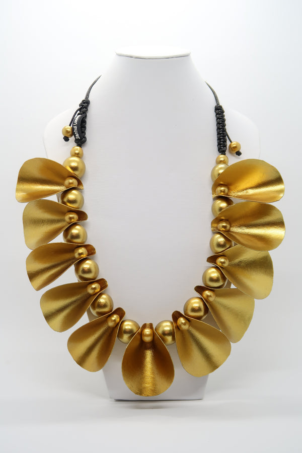 Petals on beads necklace made from recycled textile