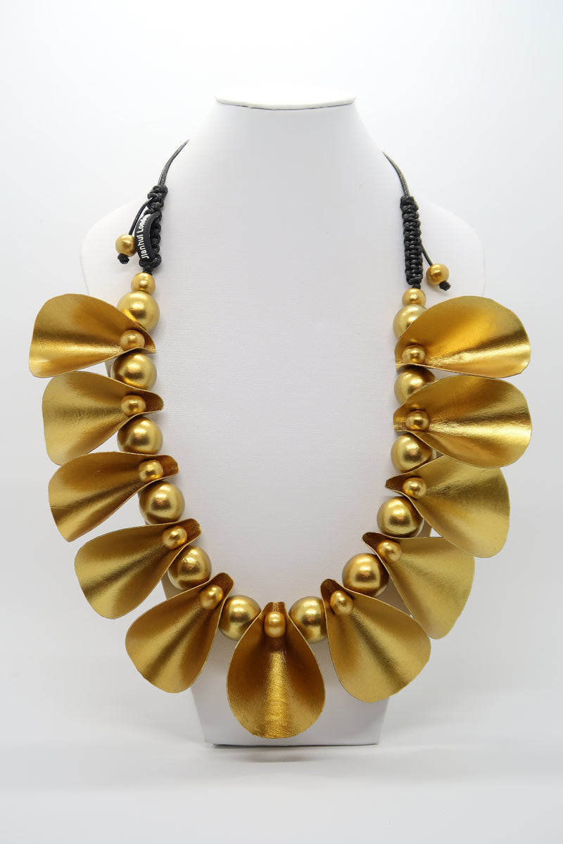 Petals on beads necklace made from recycled textile