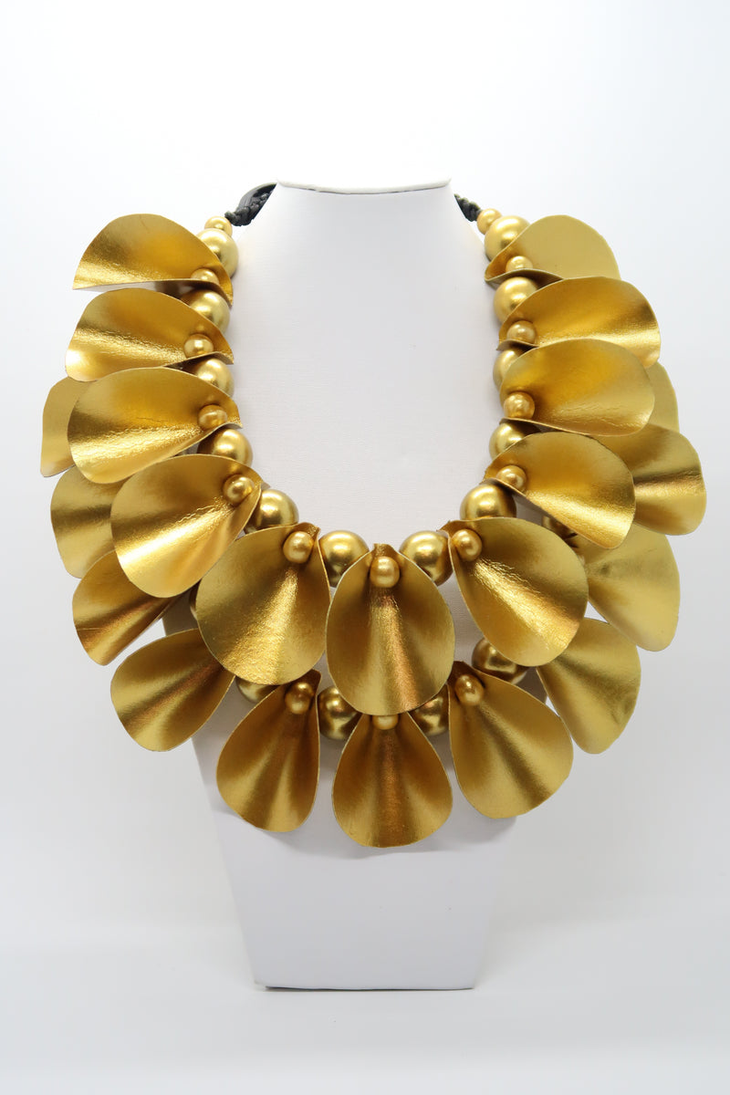 Petals on beads necklace made from recycled textile