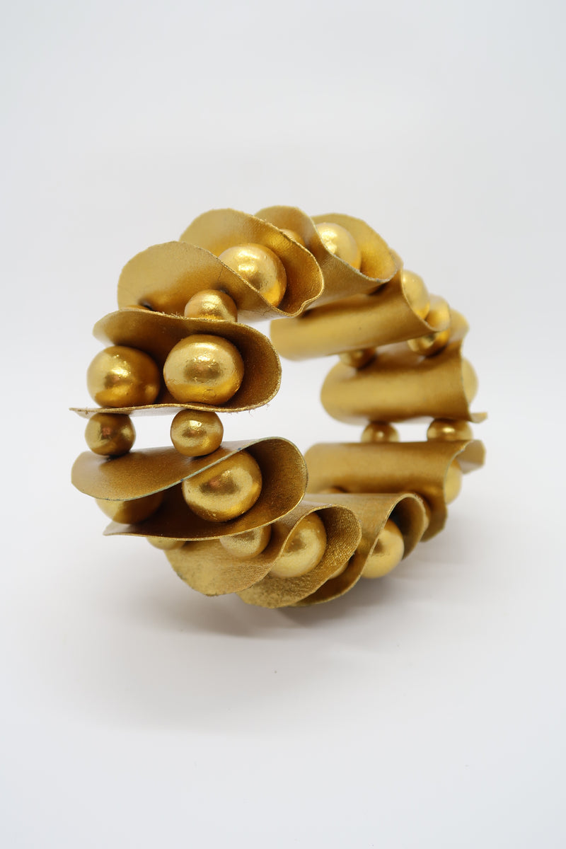 Petals on beads bracelet made from recycled textile