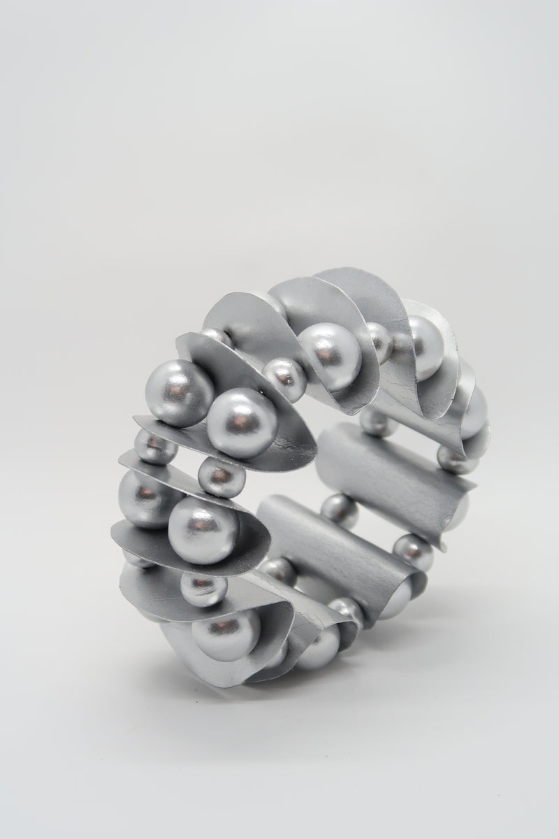 Petals on beads bracelet made from recycled textile