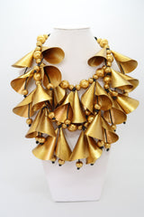 Handmade Rose Necklace – Recycled Fabric & Wooden Beads