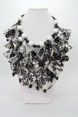 Handmade Rose Necklace – Recycled Fabric & Wooden Beads