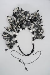 Handmade Rose Necklace – Recycled Fabric & Wooden Beads