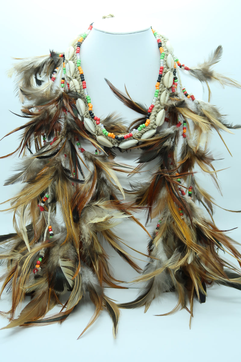 Asmat Tribal Feather Necklace – Multi-Wear Ethnic Accessory