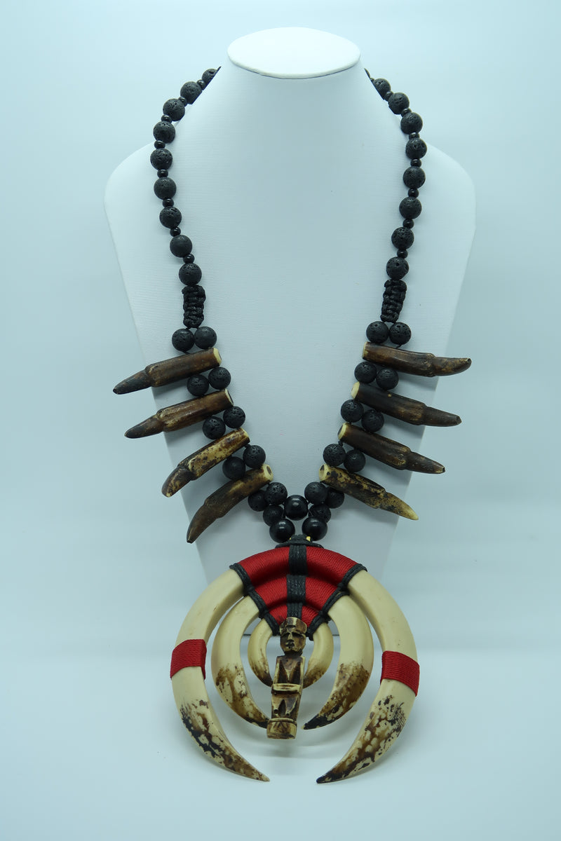 Handmade Asmat Tribal Necklace – Carved Figure Pendant