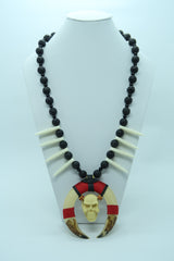 Handmade Asmat Ethnic Bone Necklace with Small Skull Pendant