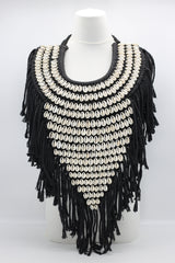 Hand Woven Black Cotton Cord With Upcycled Sea Shells Necklace - Jianhui London