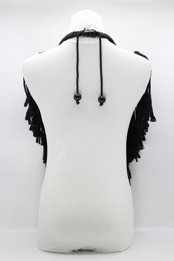 Hand Woven Black Cotton Cord With Upcycled Sea Shells Necklace - Jianhui London